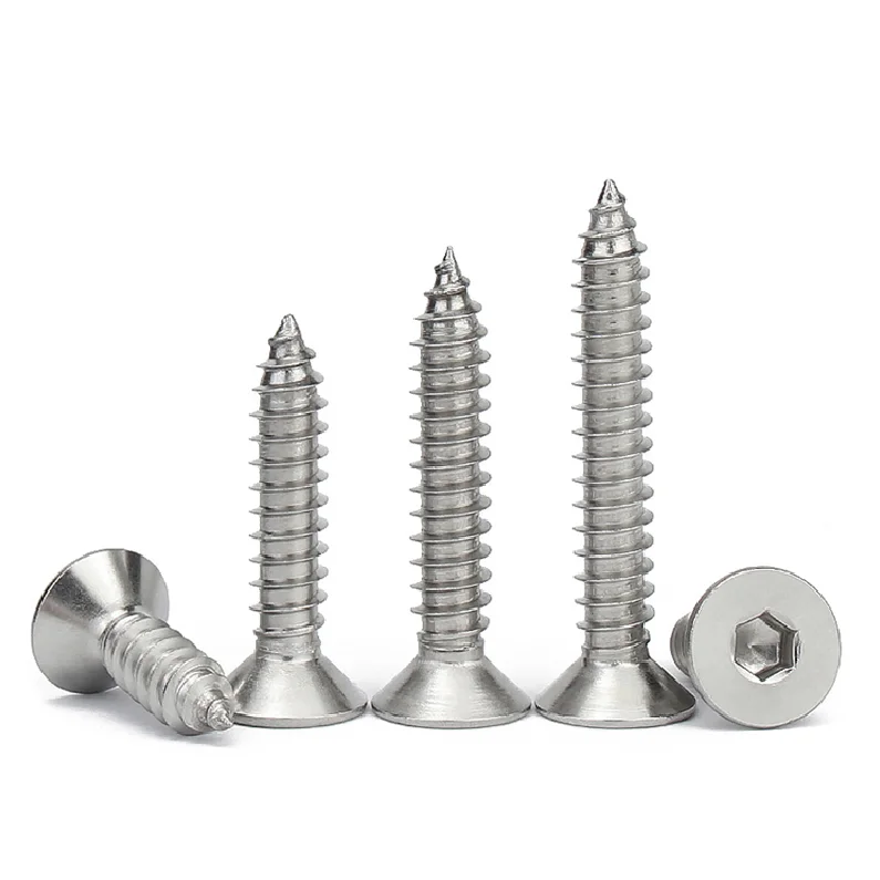 SDPSI DCTWholesale Stainless Steel Flat Countersunk Self-Tapping  Security Binding Hexagon Socket Head Salf Tapping Screw