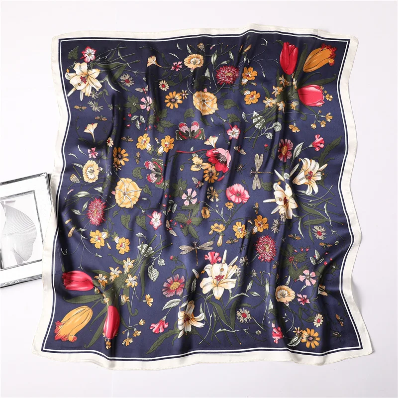  70x70 Cm Silk Large Scarfs Hijab Matte Female Tie Up Wrap Customize Or Designer Bonnets And Hair Custom Print Square Satin Scarf