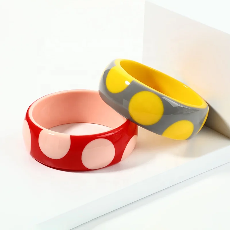Best Quality New Fashion Crystal Resin Bangle Bracelet Dot Design Jewelry Bracelets Accessories Women Sets Directly Manufacture