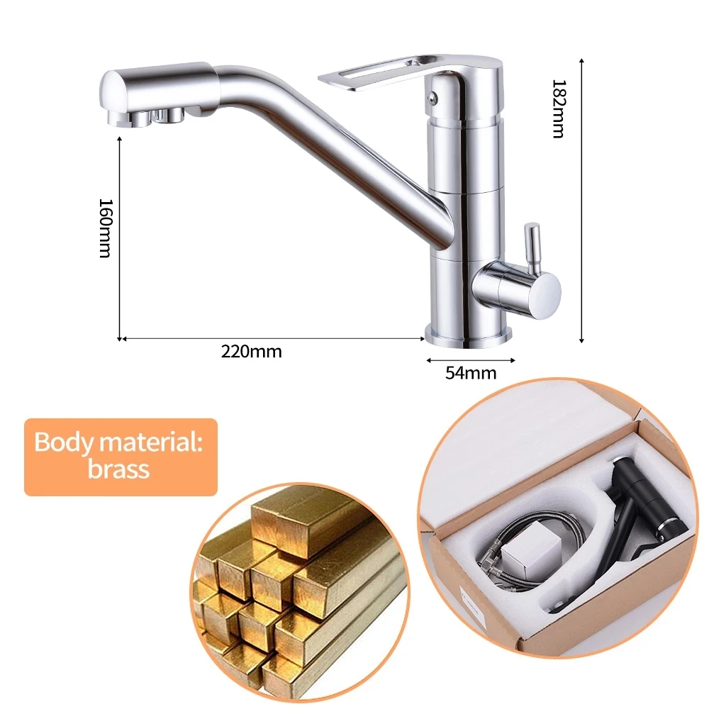 Kitchen Filter Faucet Deck Mounted Black Kitchen Mixer 360 Rotate Drinking Sink Tap Water Purification Tap Crane For Kitchen