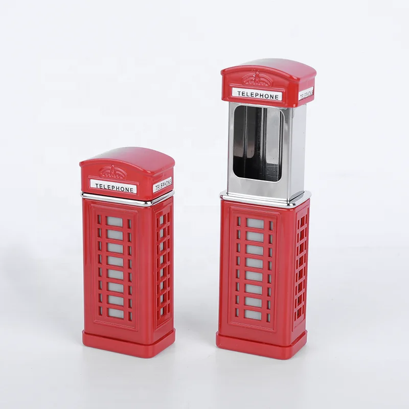 OEM London Phone booth shape mini Antique ashtray pocket ashtray Vintage Wall hanging Classic Metal Telephone model phone box
