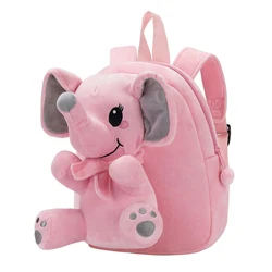 Custom Logo Cute 3D Cartoon Elephant Mini School Kids Animal Plush Backpack