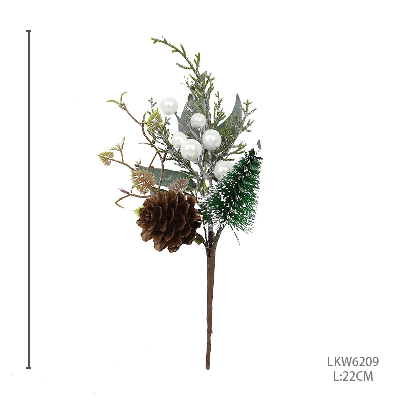 Simulation Christmas ornament mini pine needle pick artificial poly foam berries and pine needle Christmas picks