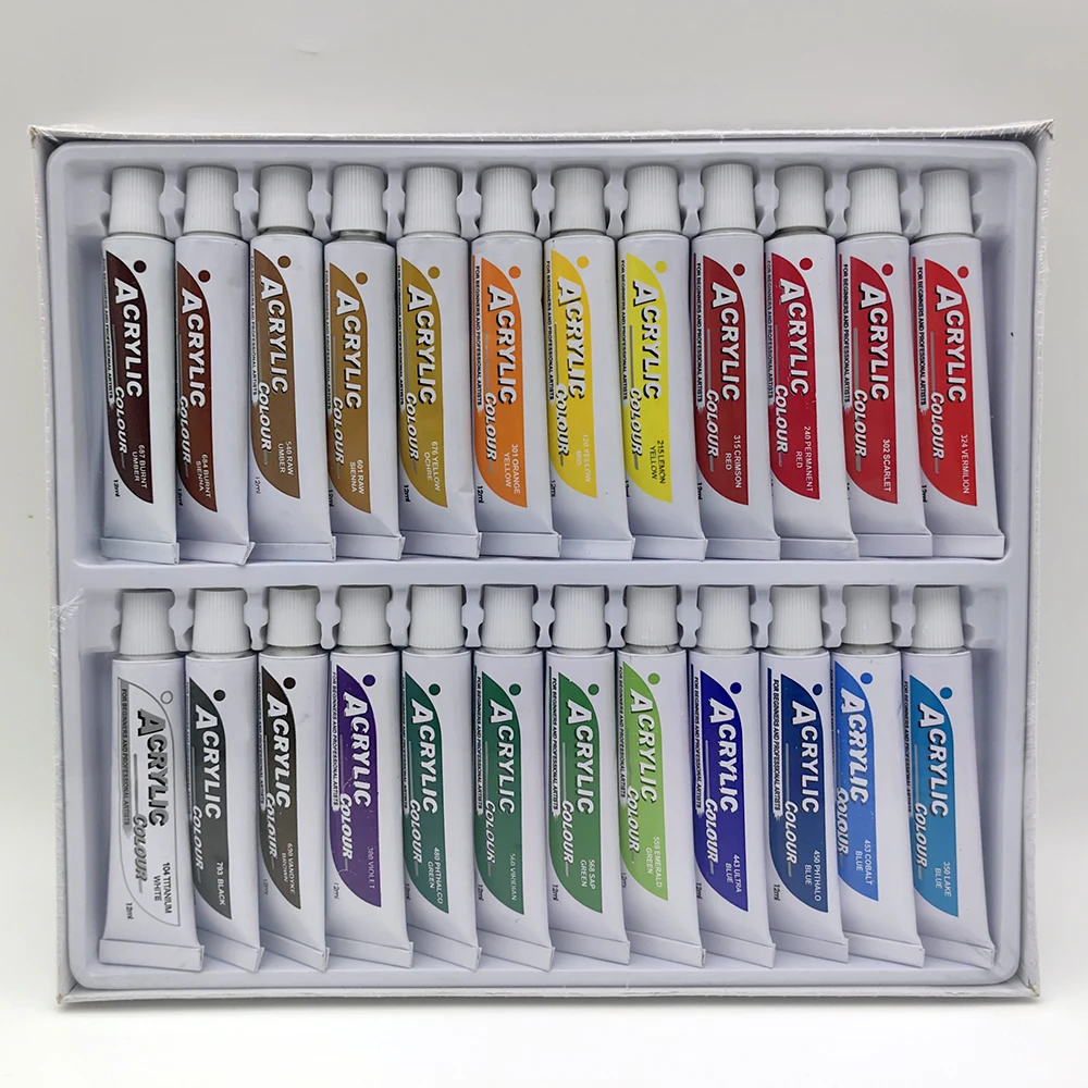 Factory Supplies Customized 12 ML Ideal Acrylic Art Paint Set for Canvas Wood Rock Painting Oil Watercolor Acrylic Paint Set