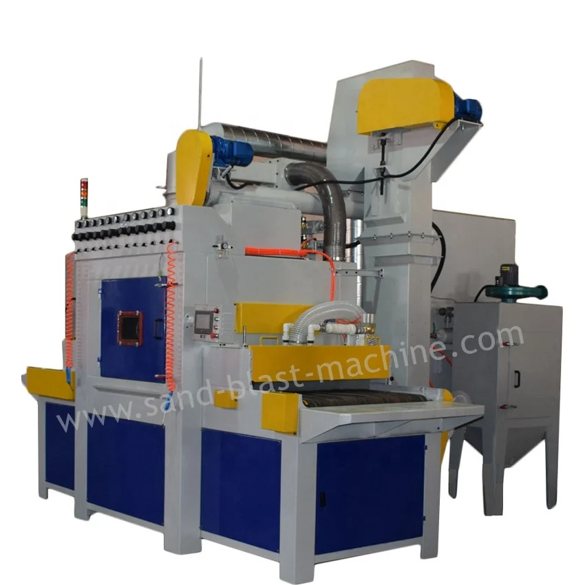 JL Automatic Conveyor belt sand blasting machine  with 12 pcs blasting guns for  clutch plate blasting
