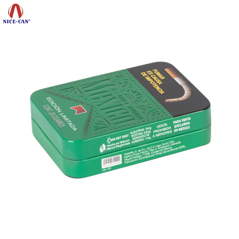 Factory Direct Convenient Smoking Accessories Custom Green Color Hinged Metal Cigarette Case