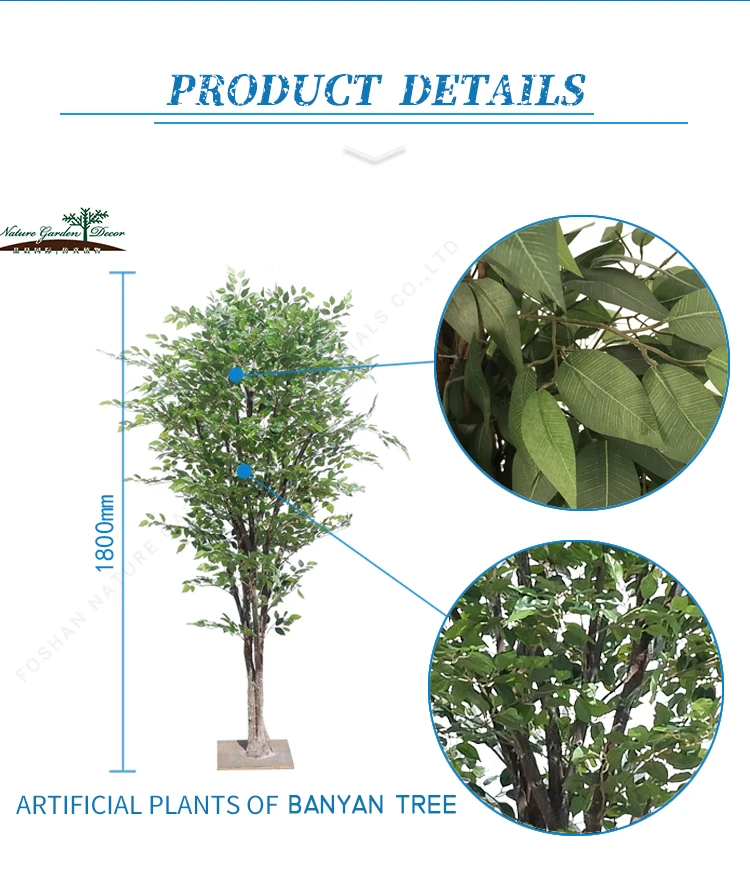Decorative Silk Banyan Home Plants Tropical Artificial Ficus Tree