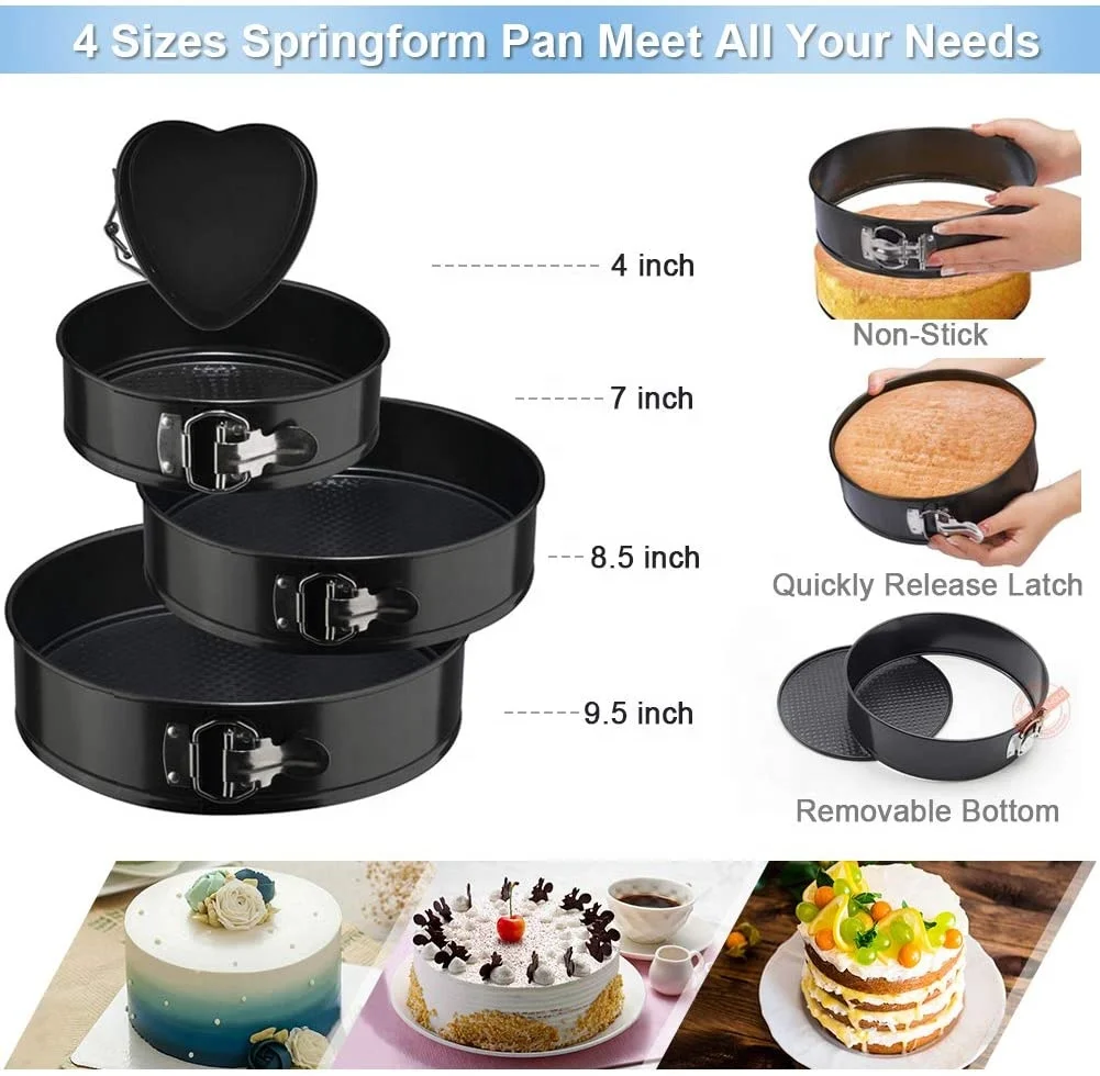 393 PCS Cake Decorating Kit 4 Packs Springform Cake Pans Cake Rotating Turntable 48 Piping Icing Tips