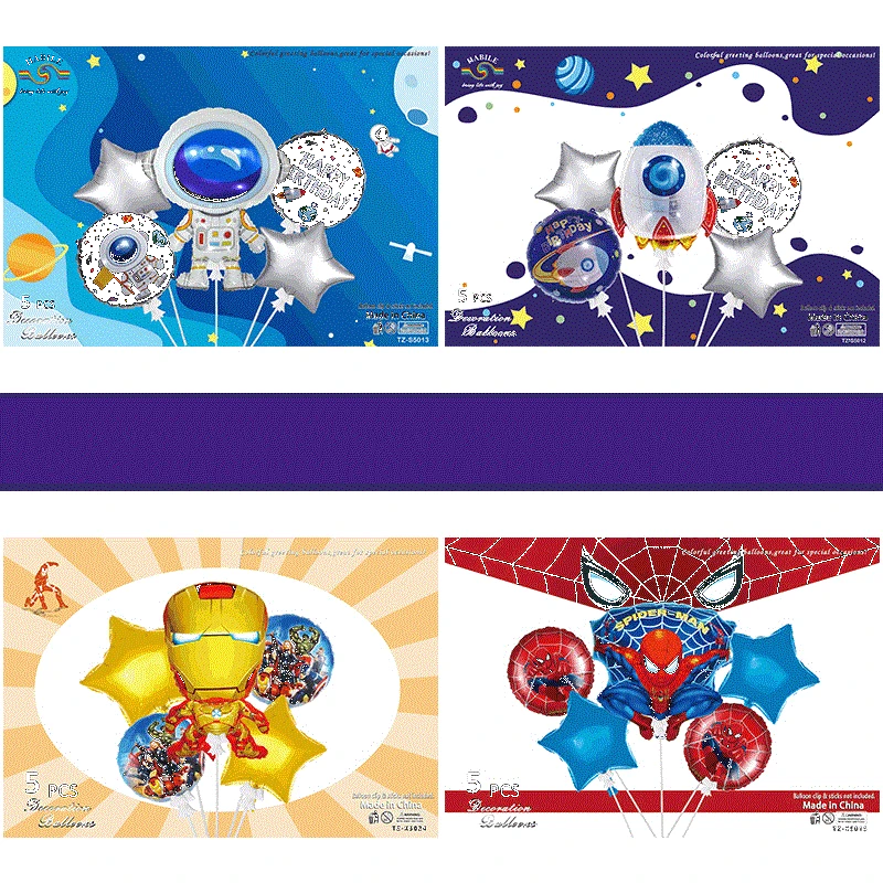5 Sets Of Superheros Foil Balloons For Boy Girl Kids Birthday Party Supplies Decoration