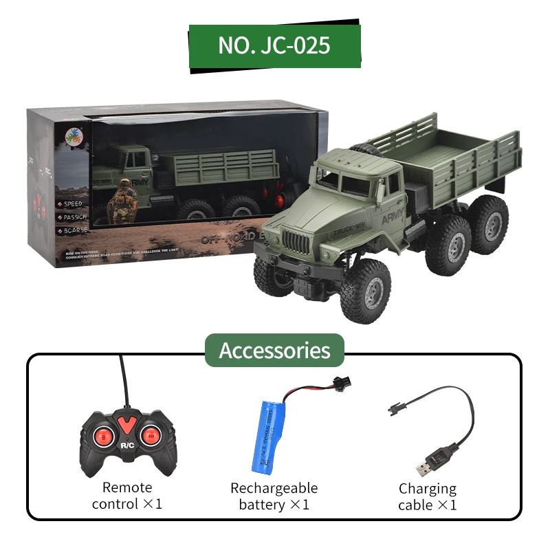1:16 Remote Control RC Army Military Trucks 6x4WD Off-Road Climbing Kids Toys Electric Car Toys