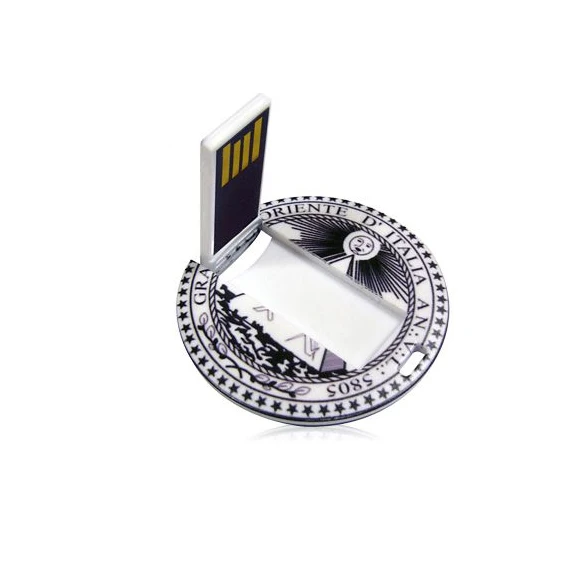 Company event party give away gift USB 2.0 interface customized logo printing 4GB 8GB circular round card usb drive memory stick