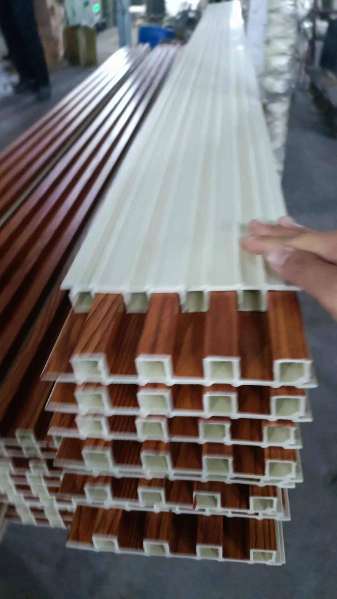 Indoor WPC Slat Partition Wall Eco-Friendly PVC Panels With Bamboo Fiber Louver Great Interior Cladding Panel