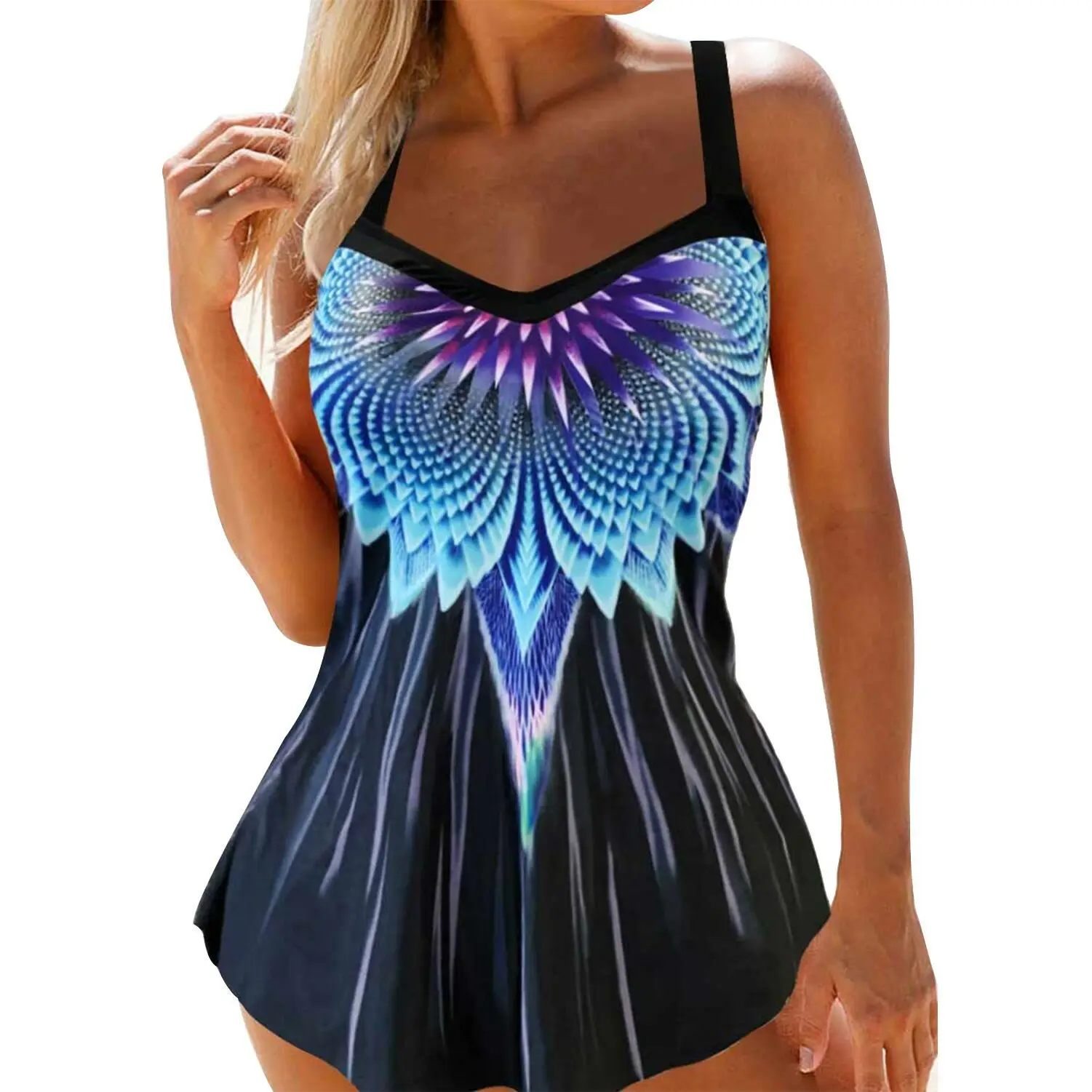 Swimsuits for Women one Piece Bathing Suits Ruffled Flounce Top with High Waisted Bottom Bikini Set