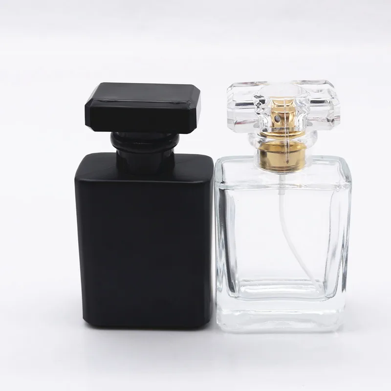 wholesale 30ml 50ml clear black glass perfumes bottle/perfume cosmetic packaging