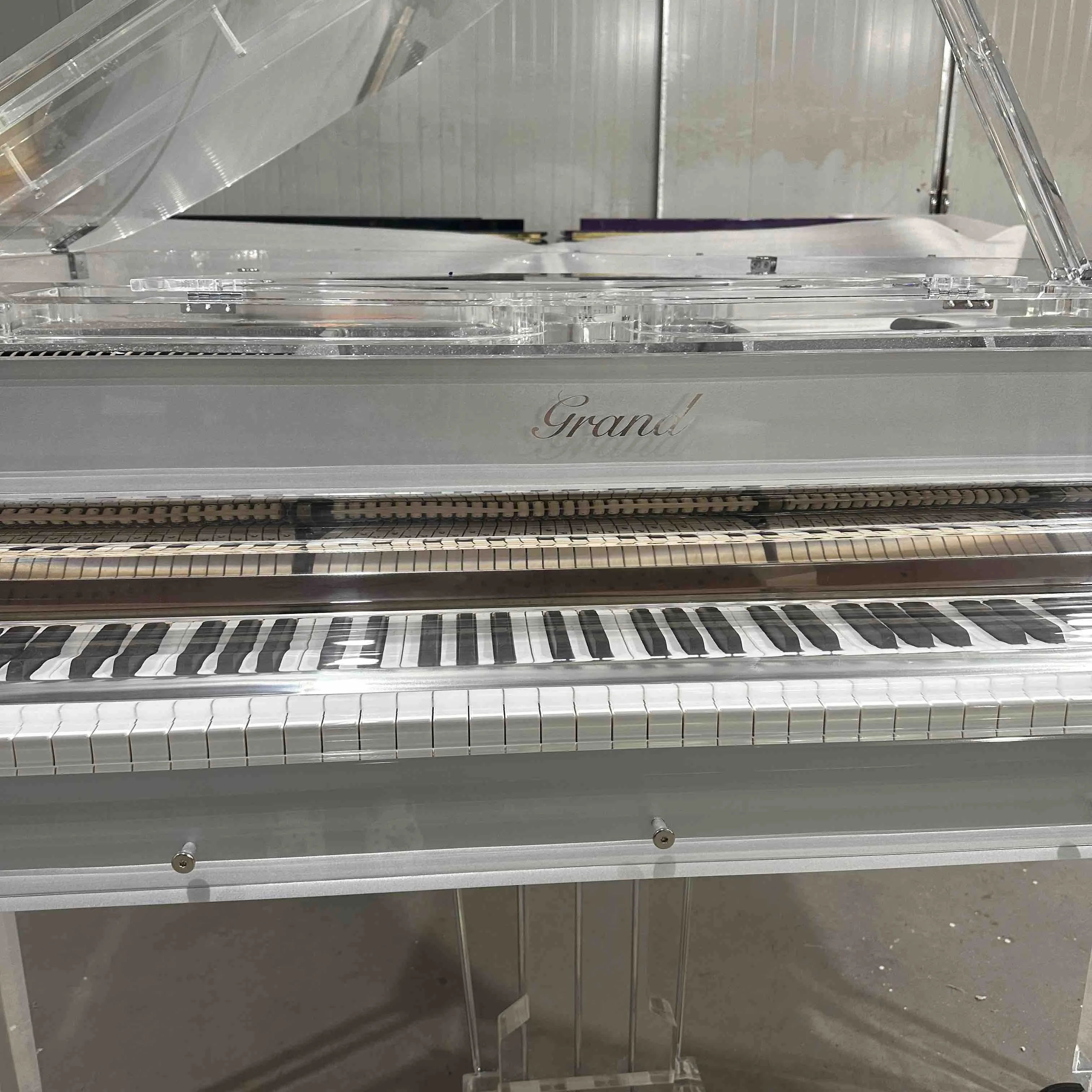 Custom Silver Transparent Acrylic Glass Baby Grand Piano GP152AS with LED lights Crystal Piano Accept Piano OEM