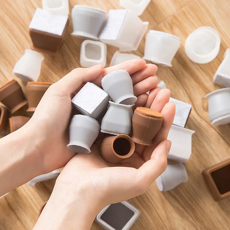 Chair Leg Caps With Felt Chair Leg Protectors For Hardwood Floors Round or Square Silicone Chair Leg Floor Protectors