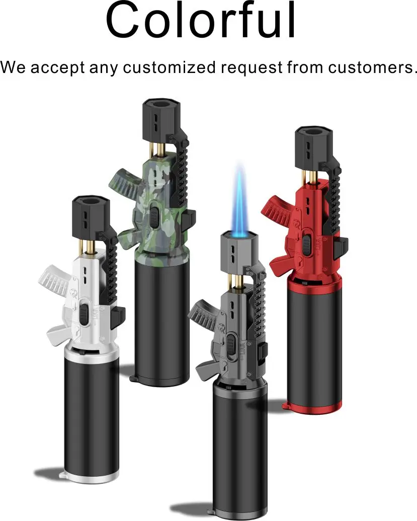GF-917 new product powerful refill windproof jet metal ray gun shape butane gas torch lighter
