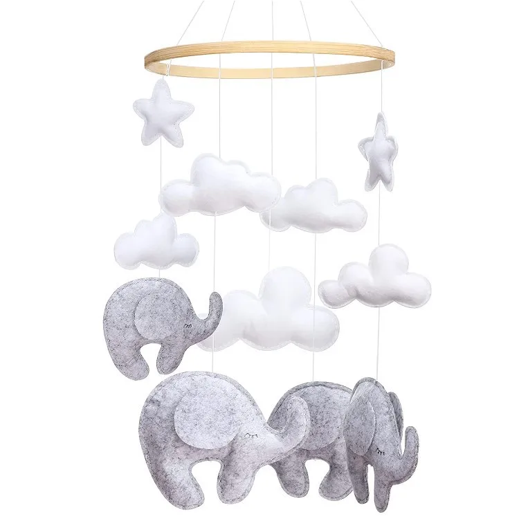 Manufacturer Nursery Decor felt animal Wood hanging rotating toy baby musical crib mobile for bed crib toys