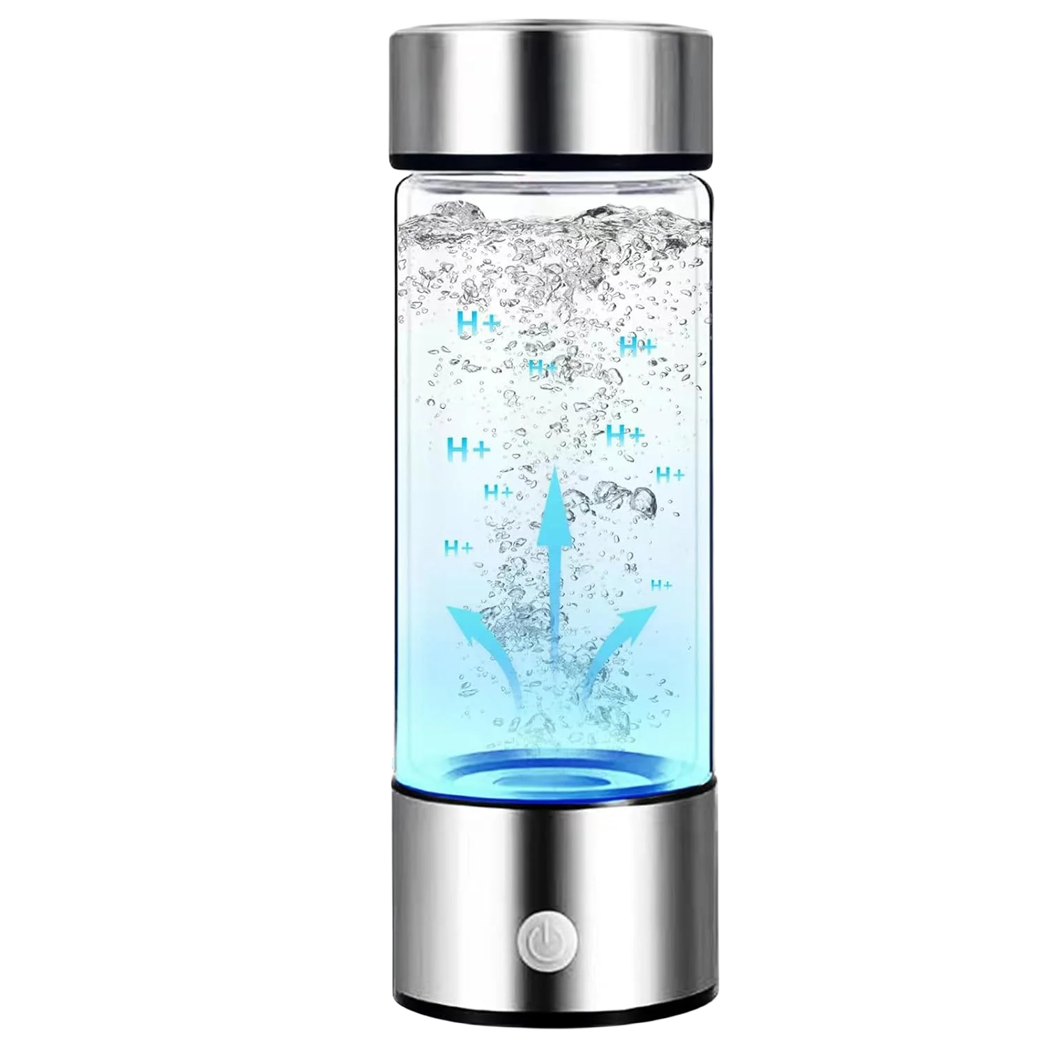 Hydrogen Water Bottle,  Hydrogen Water Generator, Rechargeable HydrogenRich Water Glass Health Cup for Home Travel (Silvery)