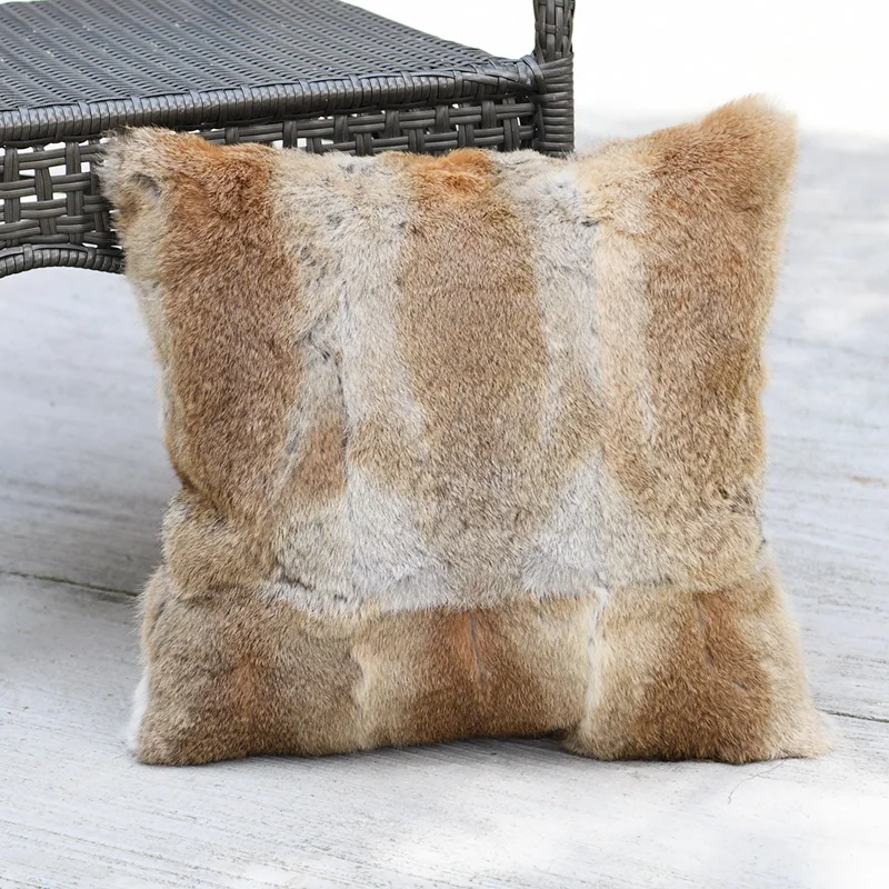 CX-D-05B Home Decorative Winter Warm Real Rabbit Fur Pillows Case Body Pillowcase