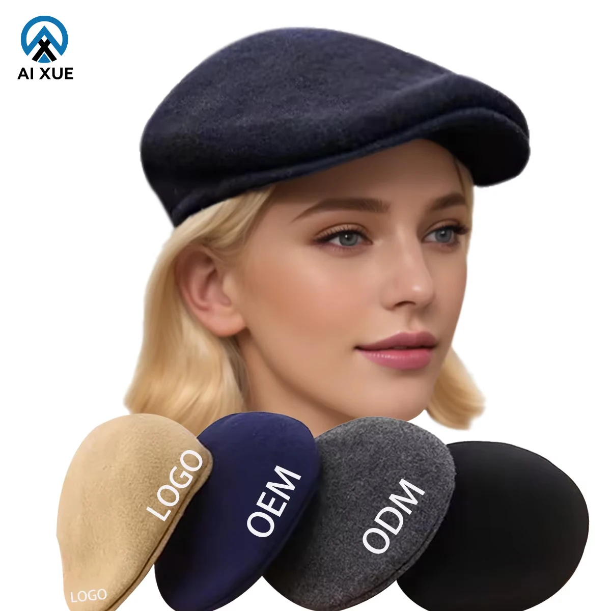 Лидер продаж Модный берет кенгуру с вышитым логотипом 100% шерстяной Повседневный Зимний для взрослых