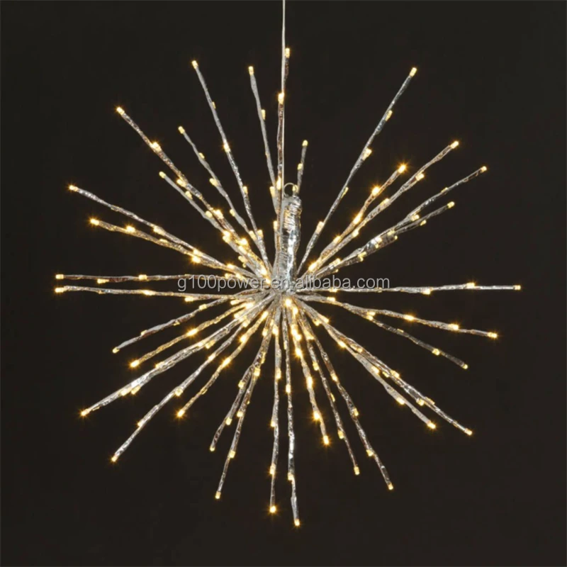 New Arrival 12' 20' Silver LED Starburst Light 60 120 LED Warm White Lights for Outdoor Christmas Holiday Decor