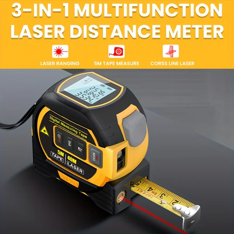 3 in 1 Laser Distance Meter 40m/130ft Digital Measuring Instrument Tape Measure Distance Area Volume Tool laser distance meter