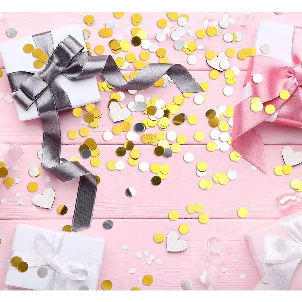 Confetti Dots Silver and Gold Glitter Confetti Circles 1cm Metallic Dot Confetti for Birthday Wedding Holiday Party decoration