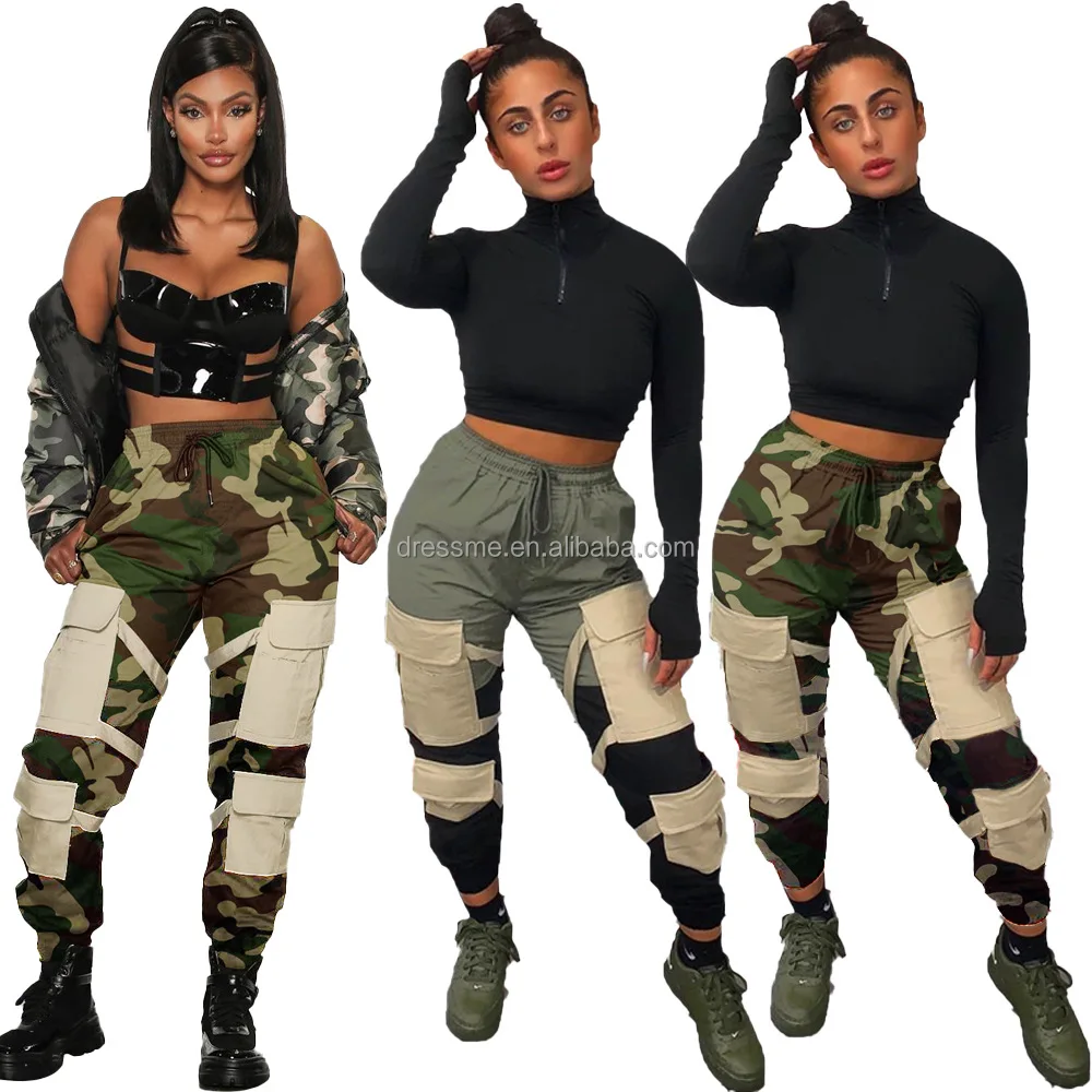 MT20-5134  New Fashion Camo Sweatpants Hip Hop Joggers Dance Pants Harajuku Style Casual Long Pants Women cargo Trousers