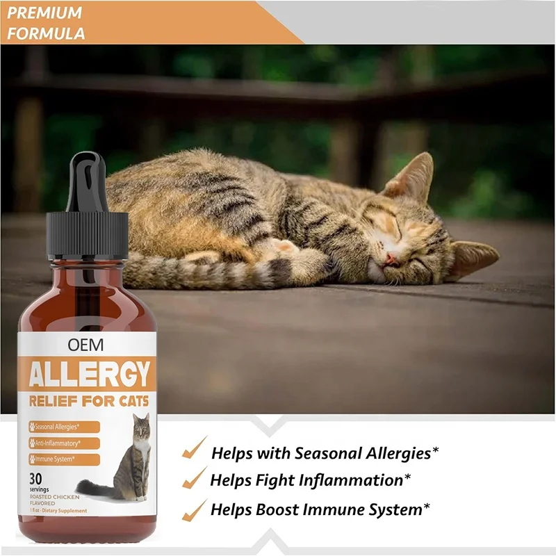 wholesale customization Seasonal Allergy Drops with natural antibiotic for Cats Health Allergy Relief liquid