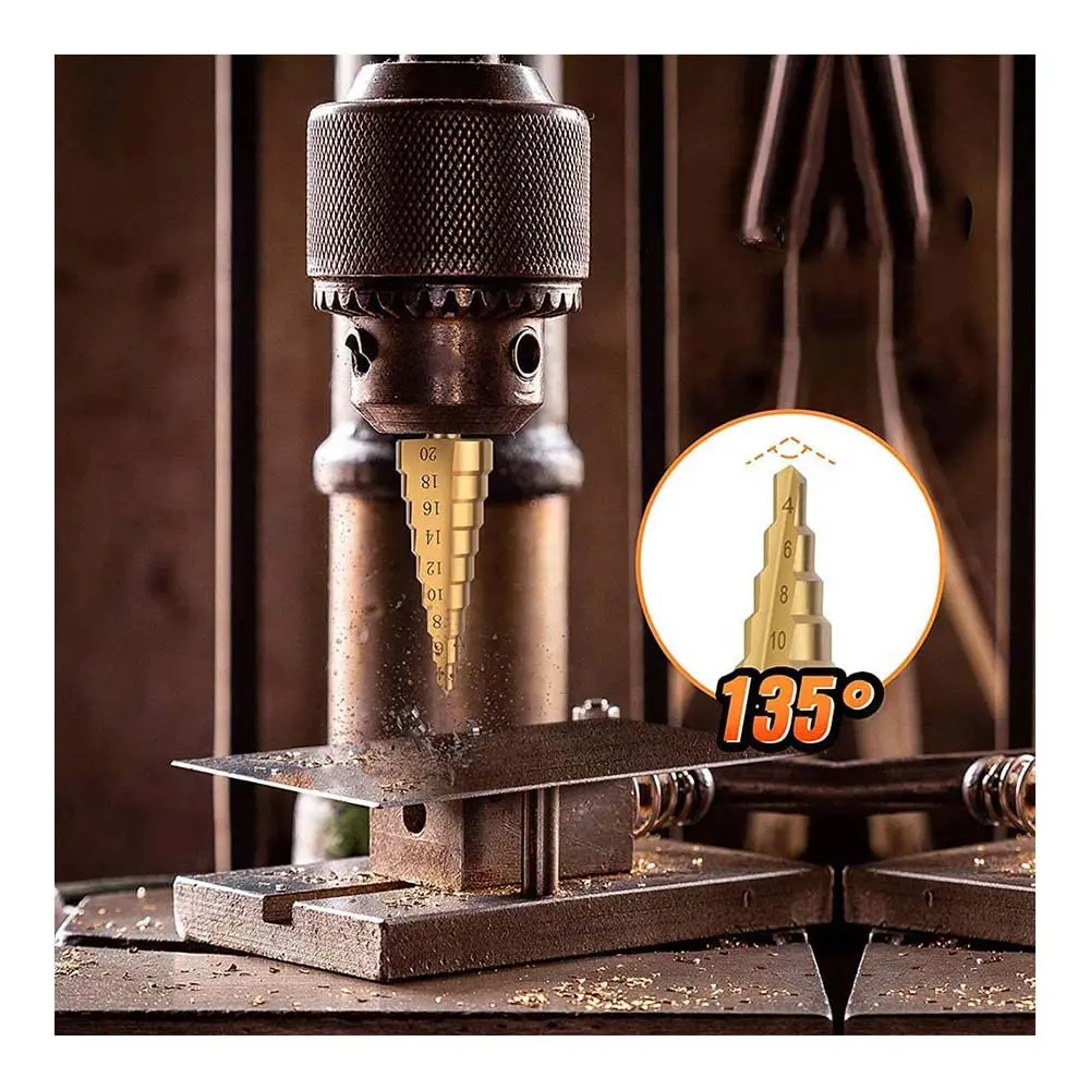 Tin-coated drill hss step drill bit step hole saw for steel 4-20 core drill bit