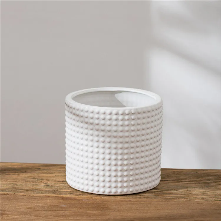Wholesale Cheap Cylinder White Matte Glazed Ceramic Planters Garden Pot for Balcony