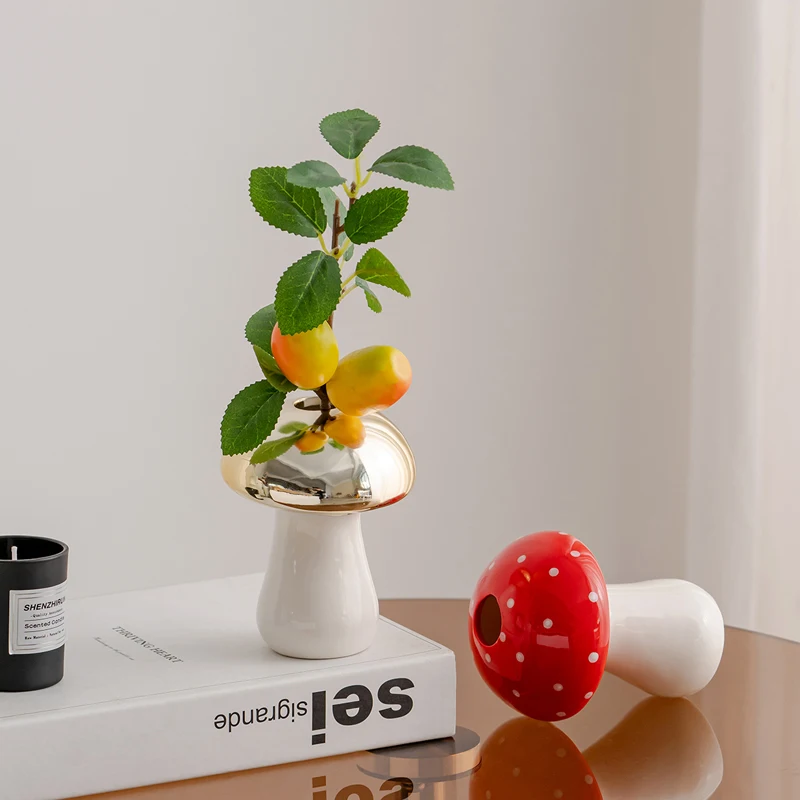 Factory Panic Buying Flower Vase Home Decoration Table Vase  Mushroom Ceramic Vase