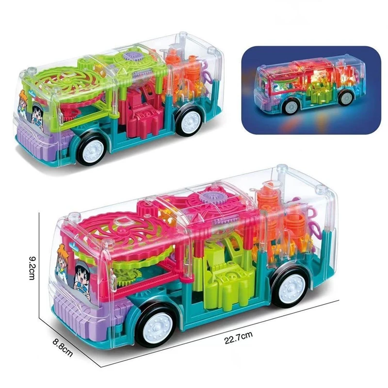 Funny Gear Transparent Electric Concept Car Bus Sound Light Simulation Gear Mechanical Baby Puzzle Early Education kids Girl Toy