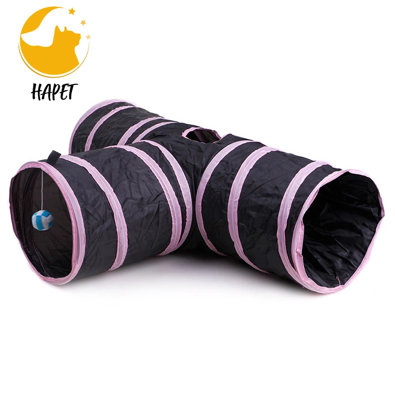 Collapsible Cat Kitten Tunnel Toys 3 Holes cat tunnel outdoor Playing