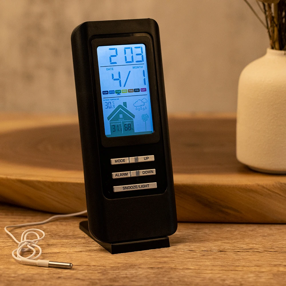 Digital Weather Station Wireless Indoor Outdoor Hygrometer Thermometer Weather Forecast With Wire Probe