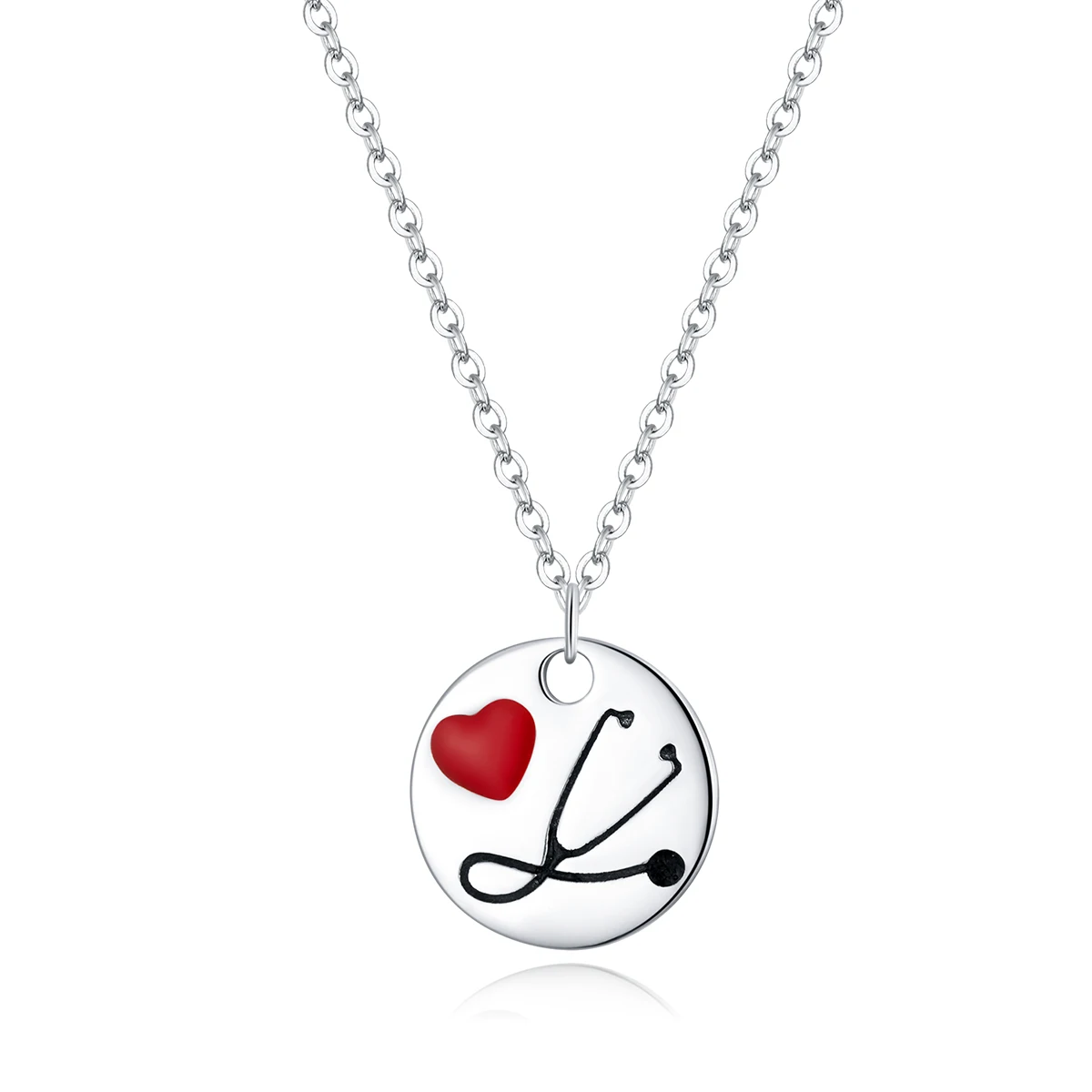 HOT 925 Sterling Silver Pendant Necklace Doctor Stethoscope for Heart Coin Necklaces Health Professional Gift Jewelry SCN426
