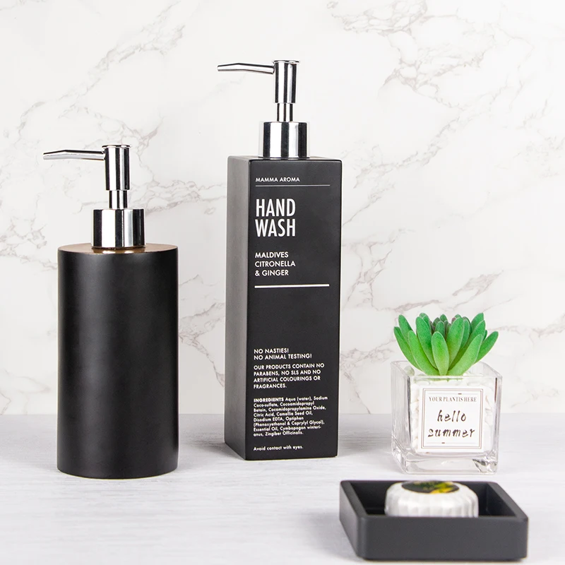 Matte Black Body Lotion Containers Luxury Soap Dispenser Resin Marble Liquid Dispenser
