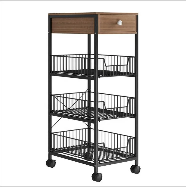 Кухонный Домашний напольный многоярусный узкий стеллаж для хранения овощей фруктов кухонный ремень колесо артефакт холодильника