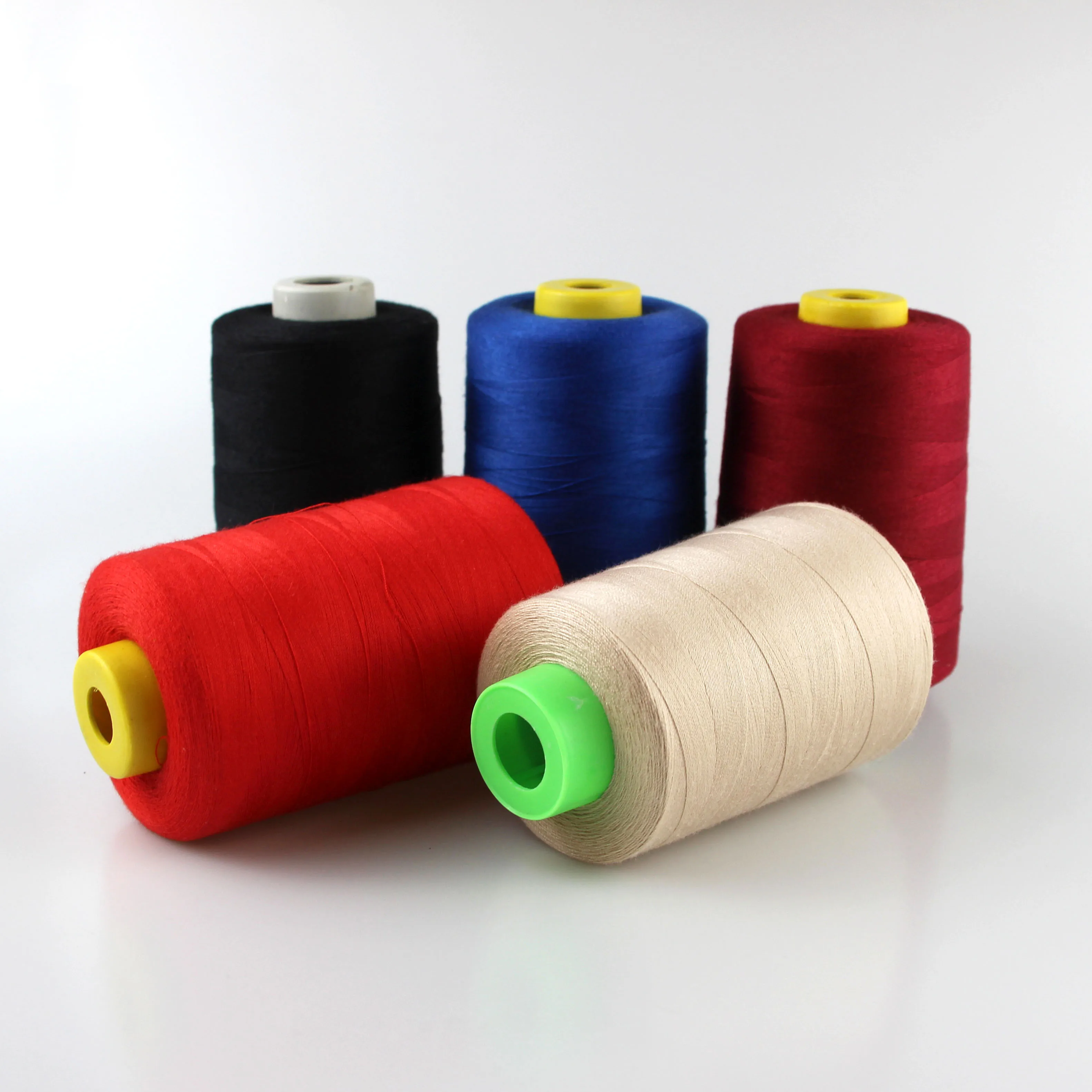 Custom color ODM 100% 20/2 20/3 40/2 50/3 2000/5000m 400/6000yds 100% Spun Polyester Sewing Thread