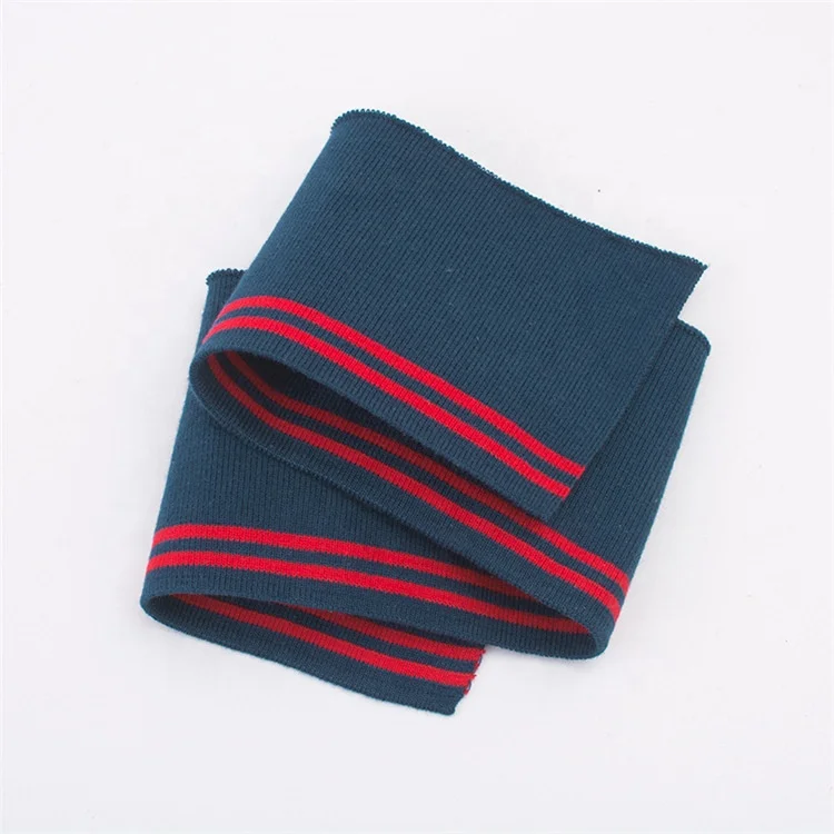 Custom Plain Rib 1X1 Polyester Flat Knitting Solid Color Cuff and Collar for POLO t shirt Full Collar