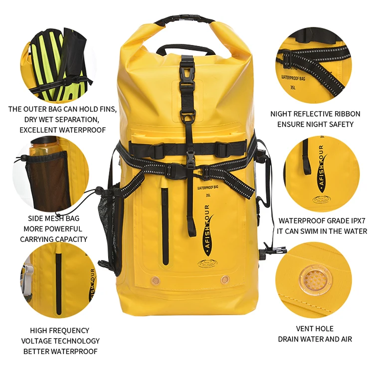 AFISHTOUR 2021 New Outdoor Camping Survival Multi Function Customized 35L PVC Dry Bag