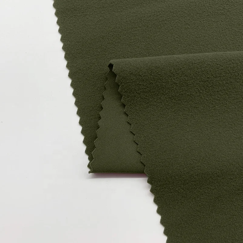 High quality warm fleece thick brushed elastane polyester spandex 4 way stretch fabric women activewear sports thermal suit