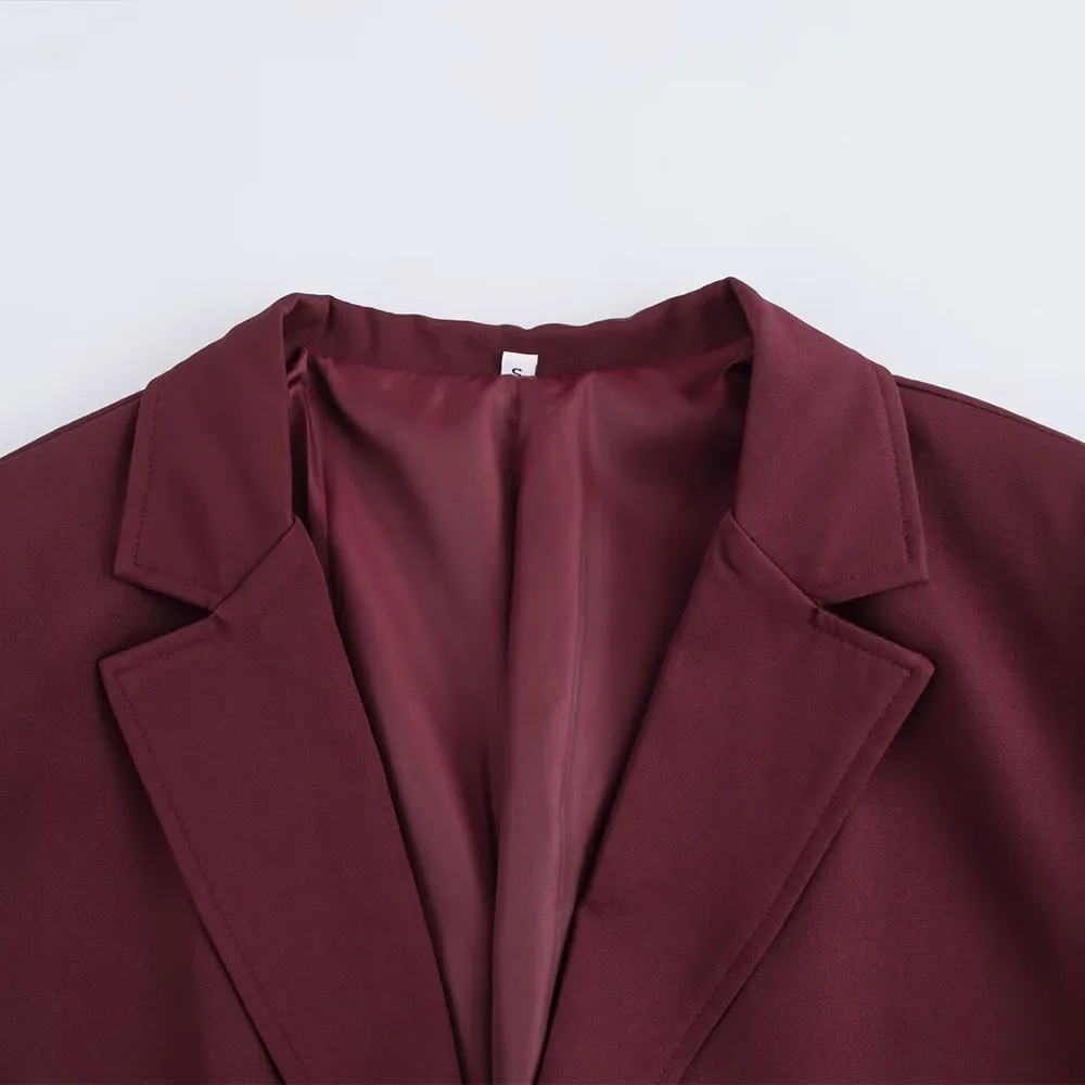 PB&ZA Women 2024 Autumn New Fashion Ancola red vintage trench Coat Vintage Long Sleeve Female Chic Overcoat