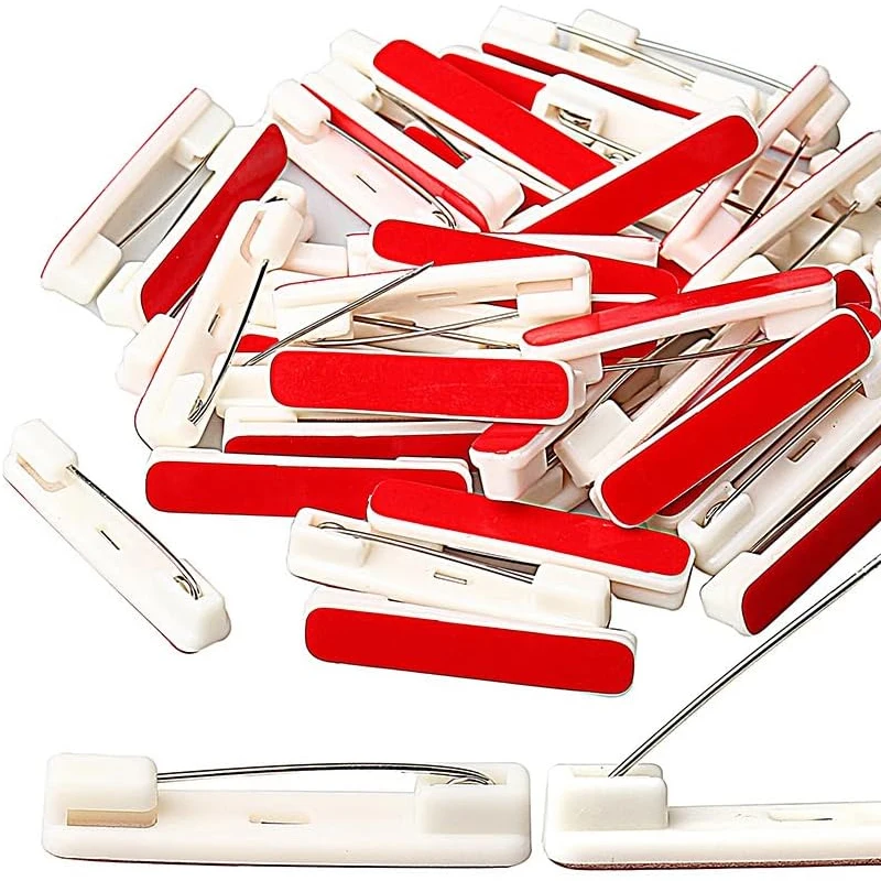 100 pcs Safety Bar Pins 1.46 inch  Adhesive Name Tag Pins for ID Badges Large Safety Badge Pins Backs for Name Tag
