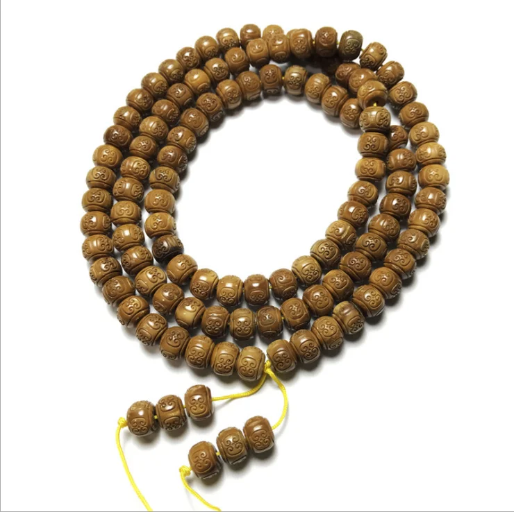High quality Lucky 9mm*9mm 114 Beaded necklace barrel shape kuka 108 beads wood bracelet