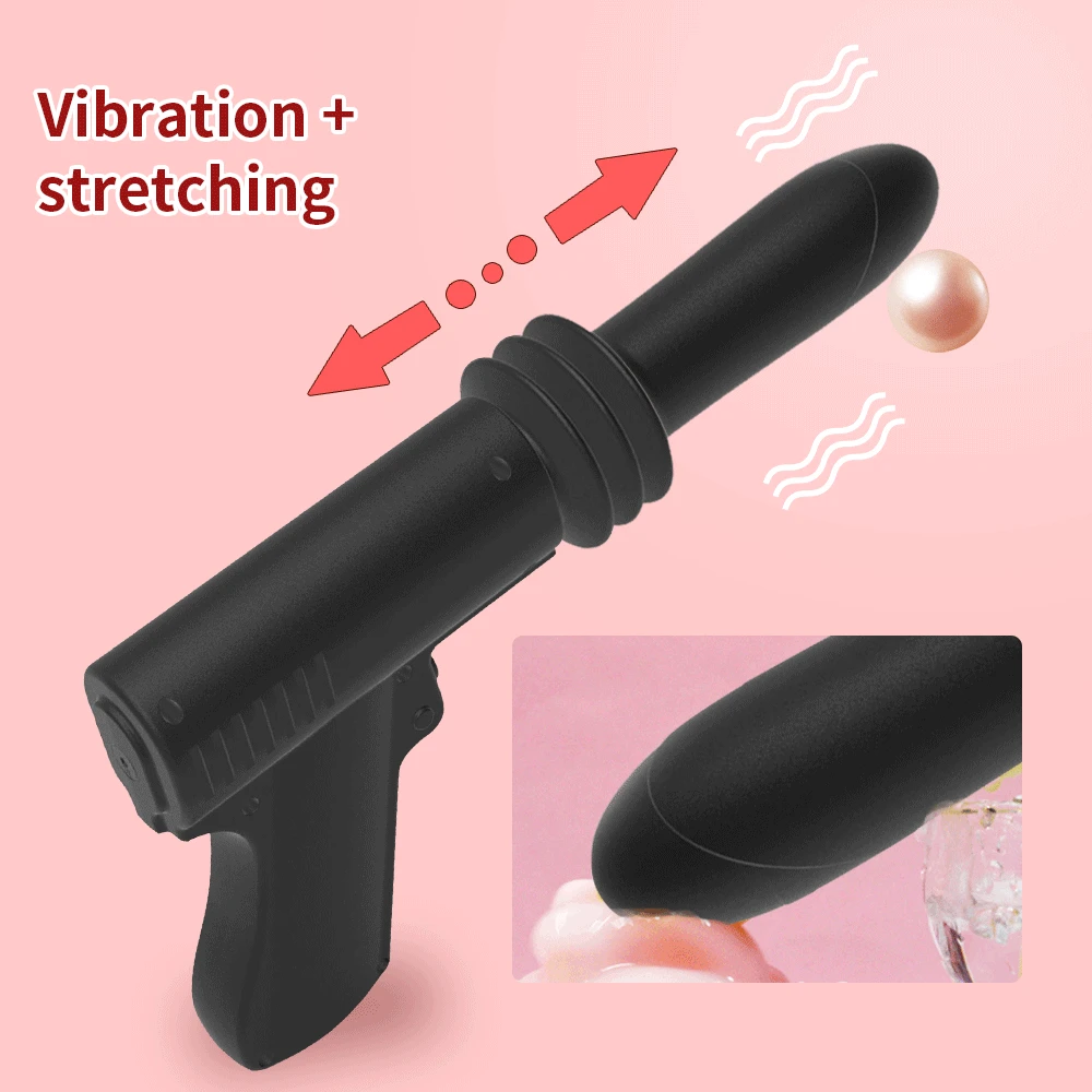 Erotic Automatic Telescopic Gun Shape Dildo Vibrator, Private Sex Machine Thrusting Wand Massager Sex Toys for Women Adult