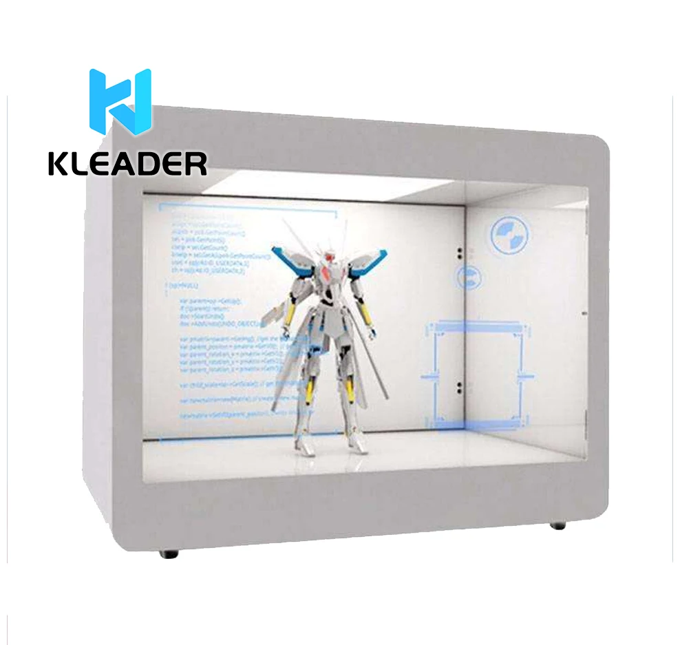 Holographic 3D indoor advertising showcase LCD screen touch Transparent Multitouch Displays capacitive touch holographic display