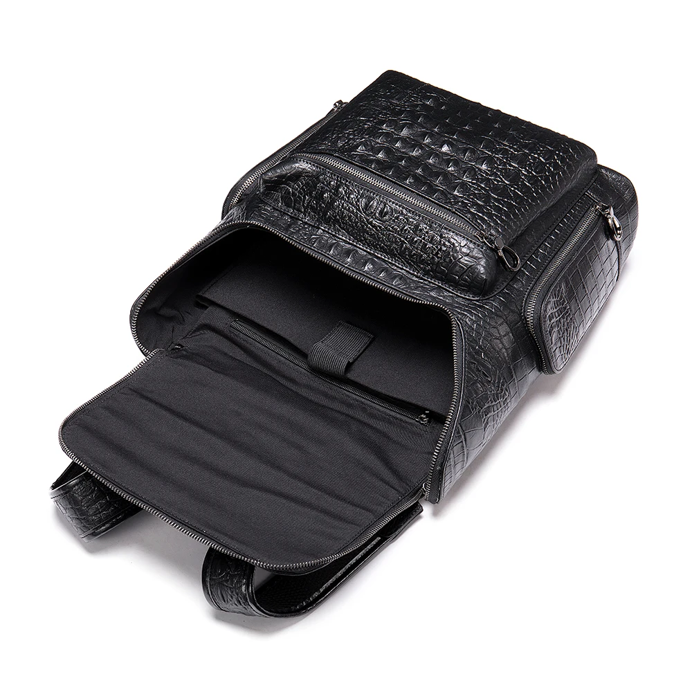 Marrant 7331 Crocodile Pattern Leather Backpack Large Capacity Travel Backpack Genuine Leather Laptop Backpack Bag for Men