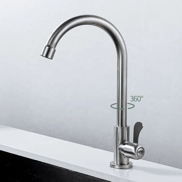 304 Stainless steel sink faucet single hole single cold water taps for kitchen sink faucet